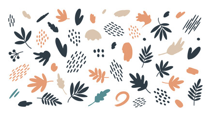 Obraz premium Abstract botanical shapes and organic textures in earthy tones for decorative art