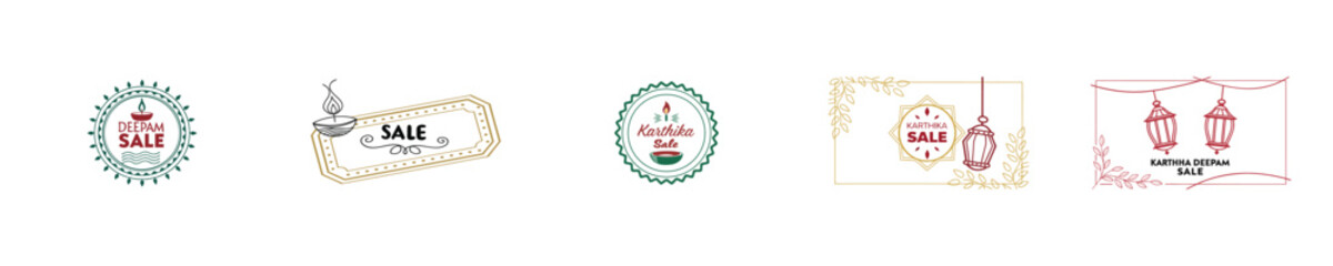 Collection decorative sale banners with Indian festival motifs deepam karthika