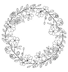 Circular Wreath of Stylized Leaves floral botanical