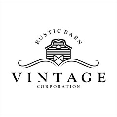 elegant barn logo icon vector in vintage style design