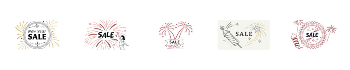 New Year Sale graphics with fireworks festive elements vector