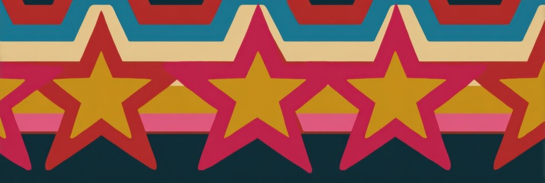 Colorful Star Pattern With Geometric Background in a Retro Seventies Aesthetic