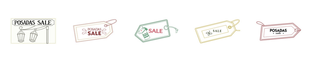 Posadas sale tags lanterns graphic design elements label price