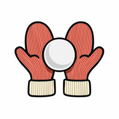 Warm Winter Gloves and Snowball Illustration for Seasonal Projects