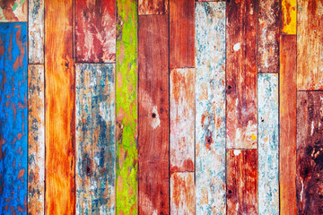 Colourful old painted wooden wall