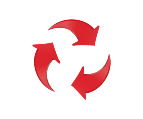 recycle symbol isolated on white Red circular arrow cycle icon isolated on white background