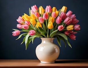 Bouquet of tulips in a vase
