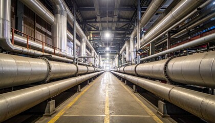 Industrial Pipeline System in Modern Manufacturing Facility Interior