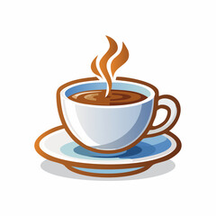 Obraz premium Stylized Illustration of a Hot Coffee Cup with Steam