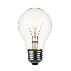 Glowing incandescent light bulb isolated on transparent background