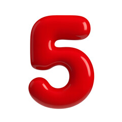 3d number 5 red