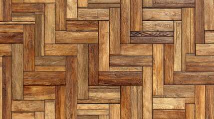 Seamless parquet flooring texture with rectangular wooden planks in tessellated pattern