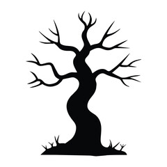Curvy Black Tree Vector – Spooky Halloween Silhouette Decoration Design