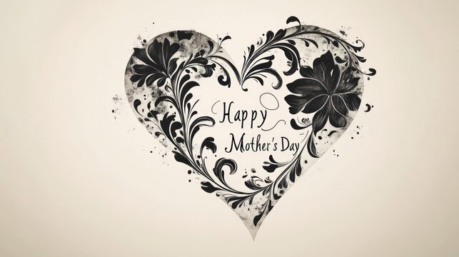 Happy Mother's Day Floral Heart Design