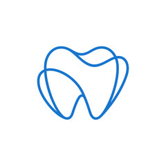Simple and minimal tooth logo in blue line, dental care and healthy logo