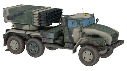 Fototapeta premium 3d rendering military rocket launcher vehicle