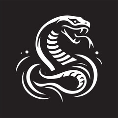 Snake vector art logo design black and white