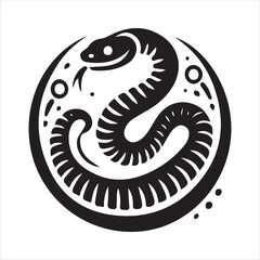 Fototapeta premium Snake vector art logo design black and white