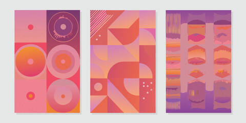 Obraz premium Abstract geometric designs with gradient colors and textured elements