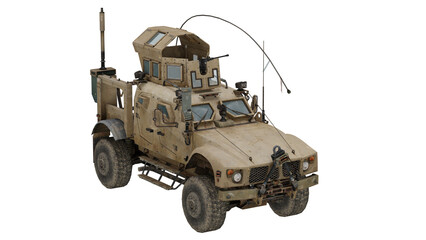 Oshkosh M ATV on display in a military setting during daytime