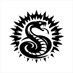 Fototapeta premium Snake vector art logo design black and white