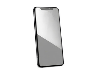 Naklejka premium Sleek silver smartphone with reflective screen technology, Isolated On Png Transparent Background