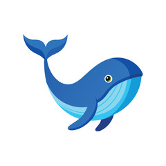Obraz premium Blue cartoon whale breaching isolated on white background