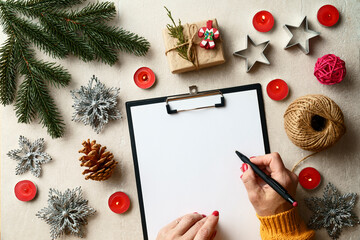 New Year magic: letter to Santa Claus with table decorations