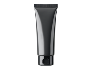 Sleek charcoal mask tube with ribbed cap and flip top closure image, Isolated On Png Transparent Background