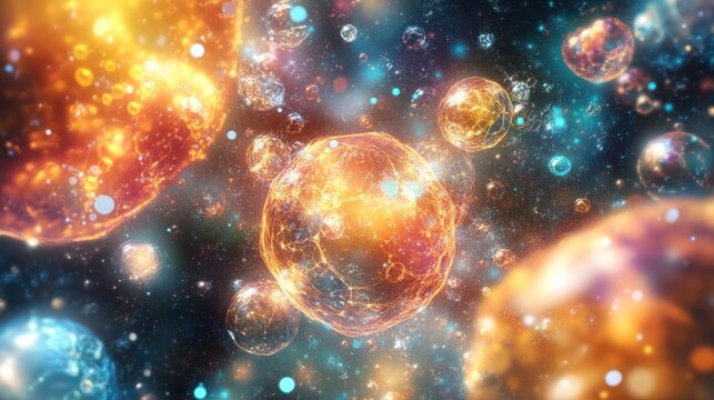 Cosmic Dance: A Kaleidoscope of Celestial Spheres - Powered by Adobe