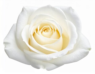 Close up White Rose Bloom Isolated on White Background
