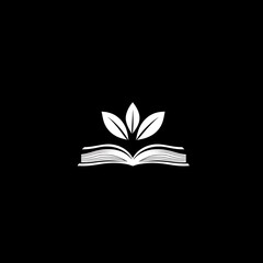 Open book with three leaves graphic white