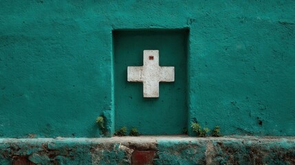 White cross on wall