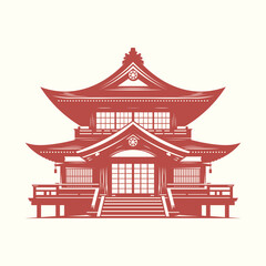 Traditional Japanese house vector artwork showcasing Asian architecture. Elegant Japanese home illustration with cultural and historic design.
