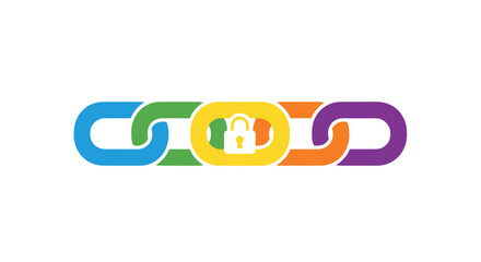 Colorful Interlinked Chain Logo with House Icon.