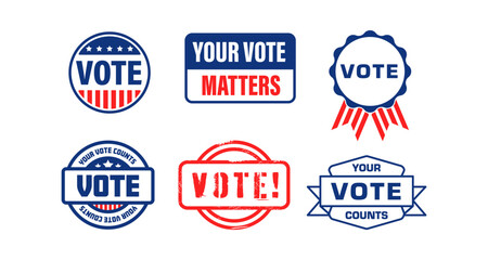 Election badge set with vote and your vote matters designs