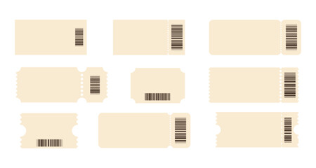 Blank tickets with barcodes for events and travel