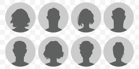 Man and woman avatar profile silhouettes. Simple Gray Avatar Icons Representing Male And Female Profiles. people group icons vector illustration. Collection of men and women user icon set. user avatar