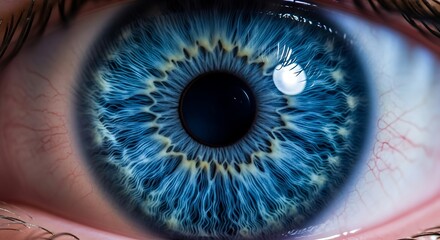 Intricate Blue Iris - A Detailed Macro Shot of the Human Eye.