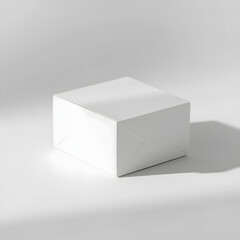 Simple White Square Box Mockup with Soft Shadow on Clean White Surface