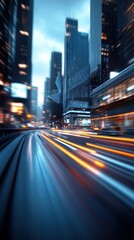 Fototapeta premium Urban Nightscape with Light Trails