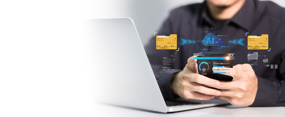 Concept of ai cloud-based file systems enhances business efficiency by enabling secure document sharing, data transfer automation, and centralized management of digital archives