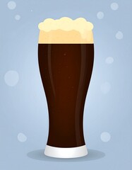 Tall glass of dark beer with frothy head