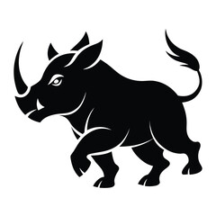 Illustration of a warthog isolated on white background in black silhouette