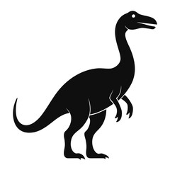Silhouette of a dinosaur isolated on white background, side view