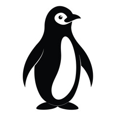 Illustration of a penguin isolated on white background in black and white