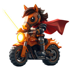 Cartoon horse knight riding motorcycle