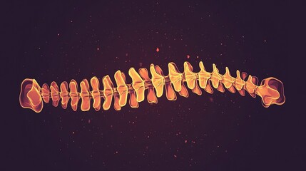 Flat design illustration of a spine with highlighted pain points for educational purposes about back pain
