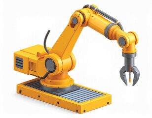 3D vector icon of robotic production machine