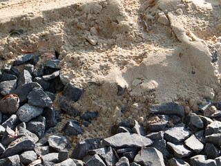 Construction Materials Used in Landscaping Project at Site